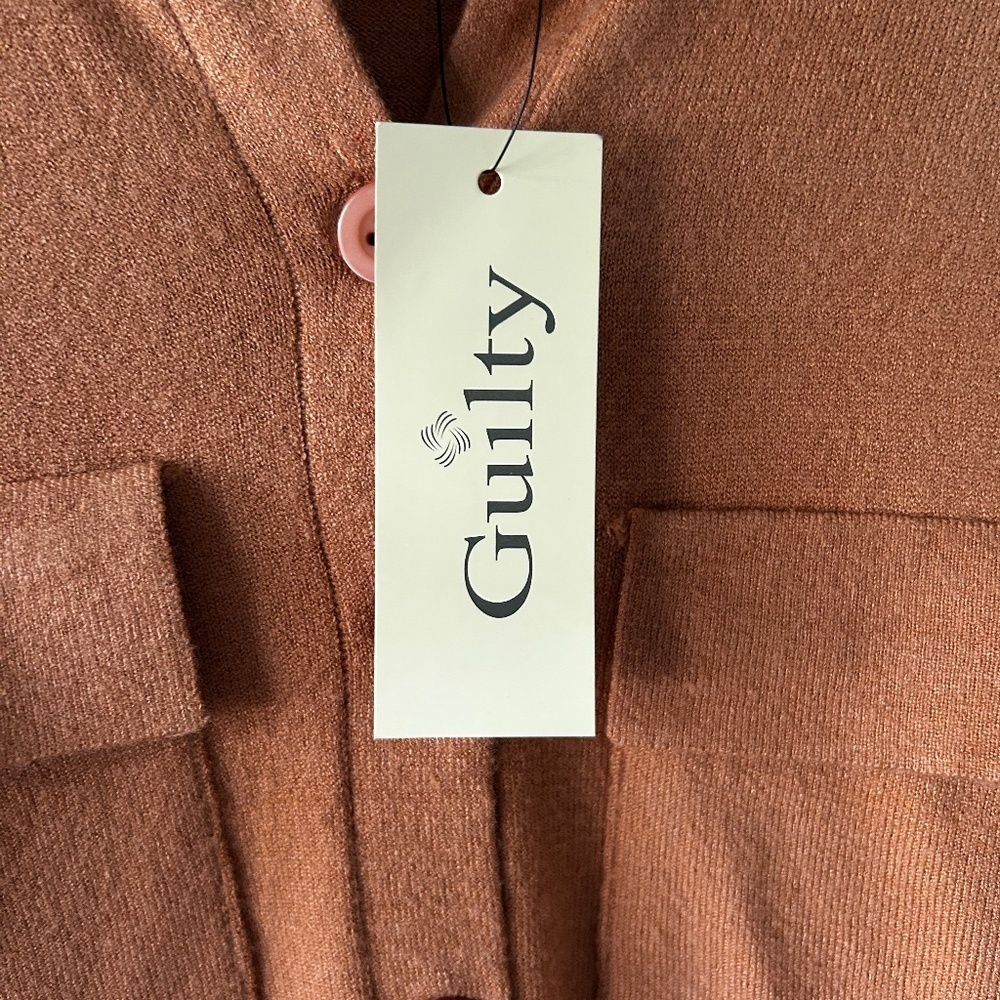 Guilty Lightweight Button Up Cardigan Carmel Women's Size Small fall soft cozy - Picture 6 of 11